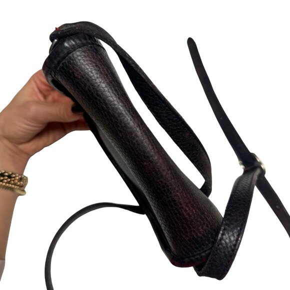 Re-Issue 1976 Roots Bavarian Leather Crossbody Satchel Black/Wine Red Purse - Picture 12 of 13